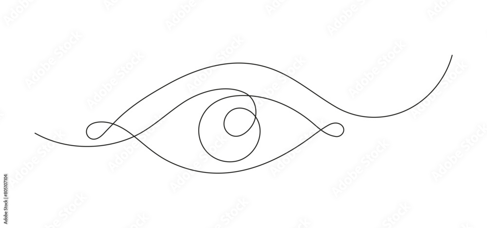 Minimalist vector illustration featuring a single continuous line art of a female eye inside a wristwatch. Minimalist vector illustration featuring a single continuous line art of a female eye inside a wristwatch.