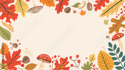 Hello autumn frame in flat style. Frame with differen