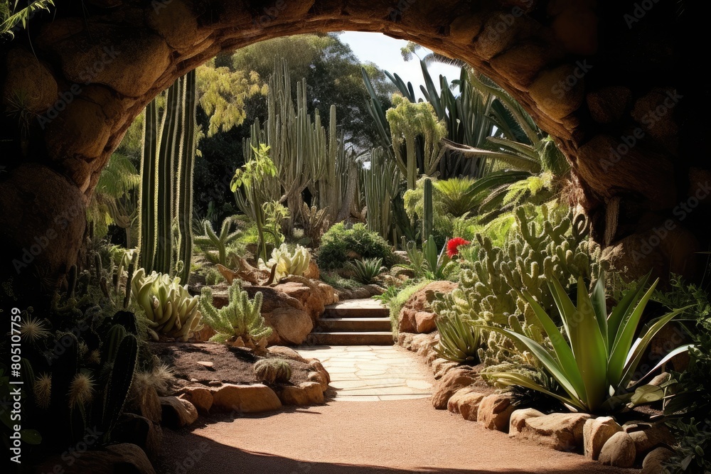 Huntington Gardens, Australia: A scene from the subtropical gardens and cactus garden in New South Wales.