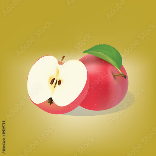 apple, fruit, food, healthy, vector, ripe, illustration, fresh, leaf, green, diet, red, nature, sweet, natural, organic, nutrition, health, vegetarian, delicious, object, vitamin, juicy, icon, apples