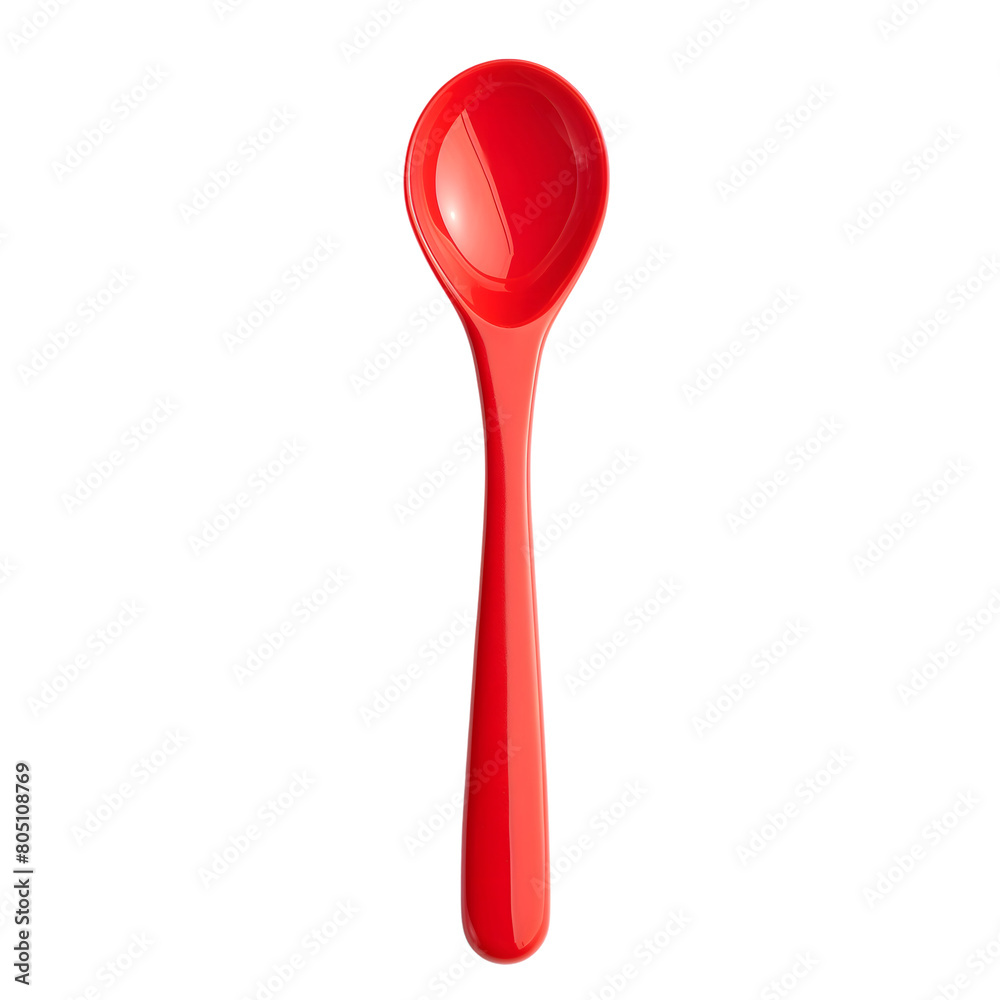 Plastic Spoon Red isolated on transparent background Generative Ai. Plastic Spoon Red isolated on transparent background Generative Ai.