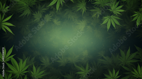 Many lush green marihuana leaves cover the entire background  creating a vibrant and natural setting