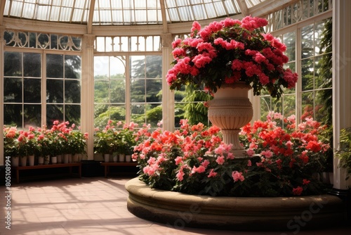 Glasgow Botanic Gardens, Scotland: A scene from the Kibble Palace and the Rose Garden. photo