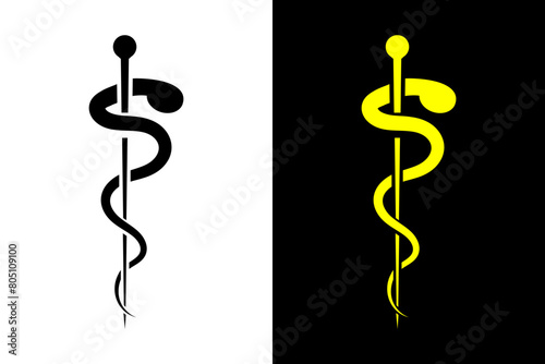 Asclepius rod medical sign symbol. photo