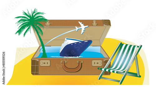 Ferien und Reisen mit Reisegepäck,  illustration © scusi