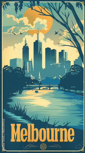 Melbourne Australia retro poster