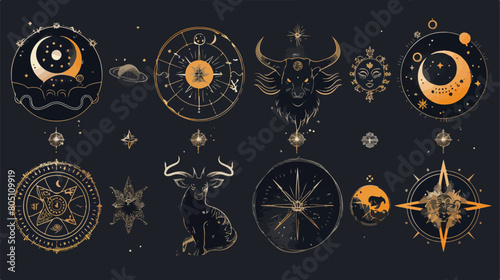 Horoscope elements vector - Zodiac astrology signs 