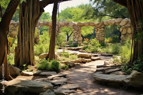 Zilker Botanical Garden, USA: A scene from the rose garden and prehistoric garden in Austin, Texas. photo