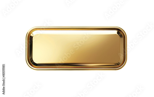 Gold Rectangle Button with Frame, Isolated White Background, Gold Frame Button, Copy Space