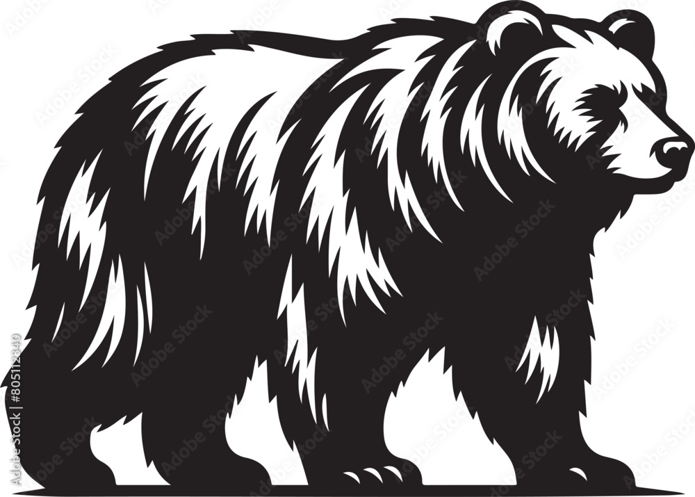 Obraz premium bear silhouette illustration, bear silhouette vector