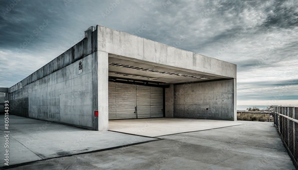 Fototapeta premium abandoned warehouse with silo, 
