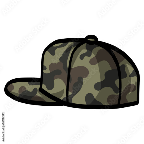 Camo Hat Camouflage Cap Military Combat Headwear Vector Illustration