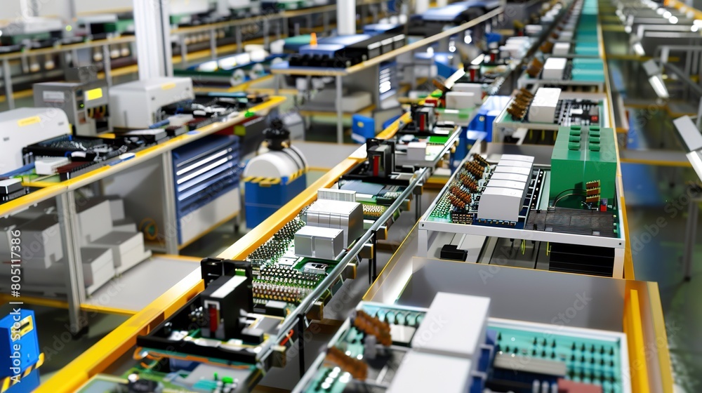Electronics Assembly: Production lines for gadgets and electronic devices. Electronics Assembly: Production lines for gadgets and electronic devices.