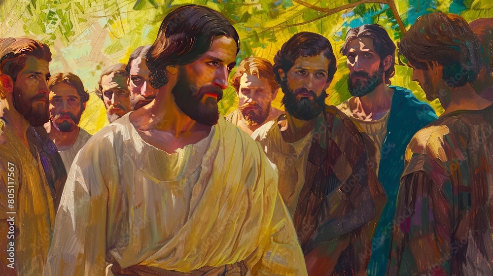 Fototapeta premium Colorful Impressionist Painting of Historical Gathering