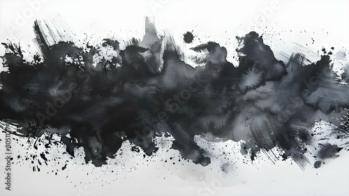 Abstract Street Graffiti Art: Black Watercolor with Textured Brush Strokes on Vintage Paper. Concept Graffiti Street Art, Black Watercolor, Textured Brush Strokes, Vintage Paper, Abstract Art