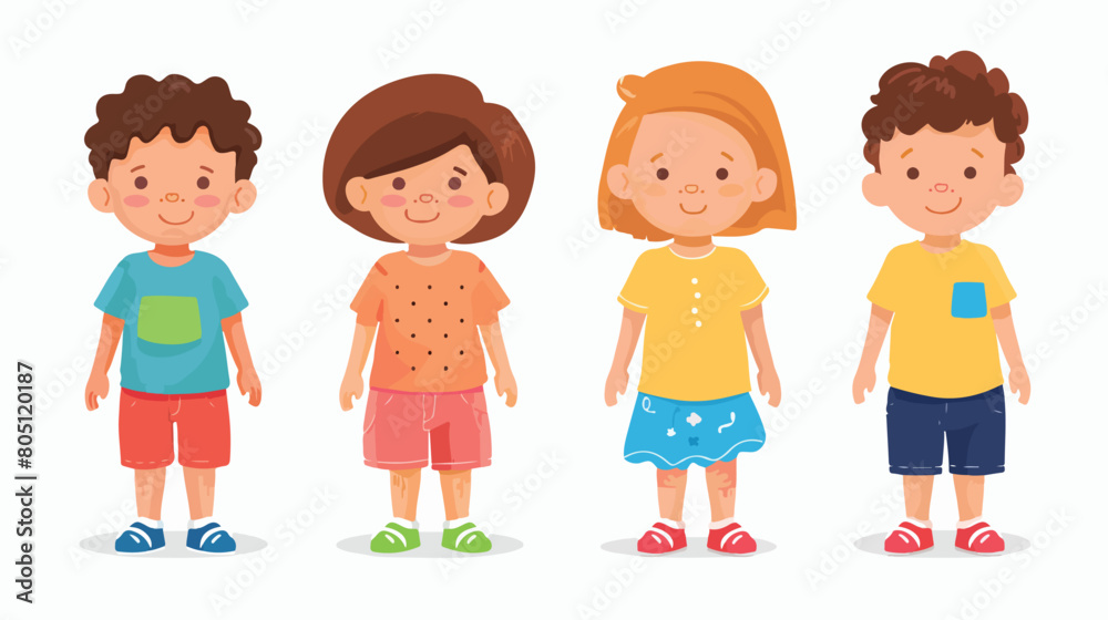 Four of little children with autism on white background