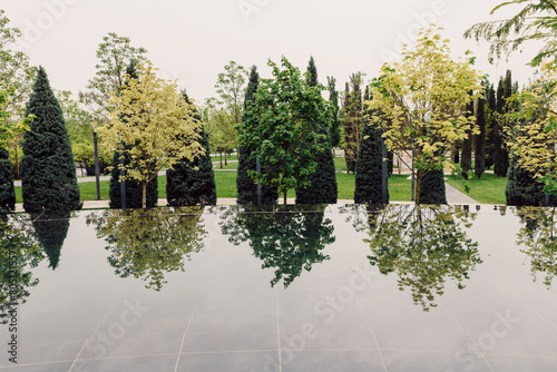 Krasnodar park and pond with reflection on water