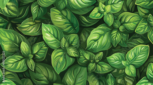 Fresh basil leaves top view Vector style vector desig photo