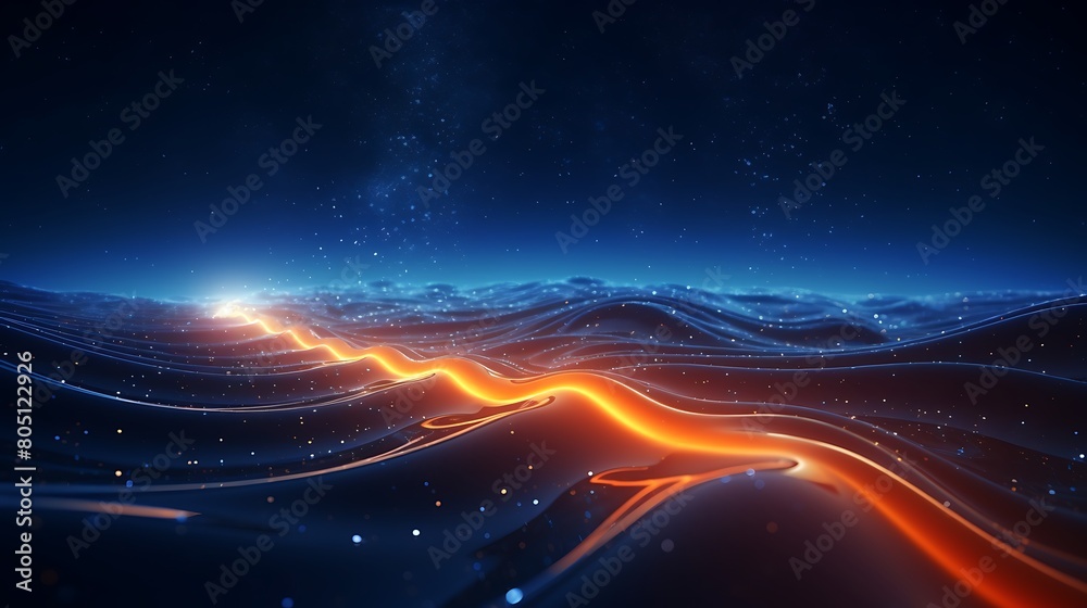 Abstract digital background with futuristic shapes and glowing particles, creating an immersive and otherworldly atmosphere.