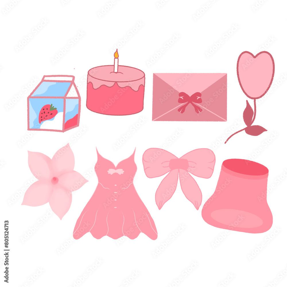 set of pink bows