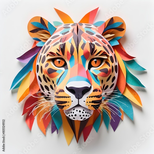 colorful tiger head on white