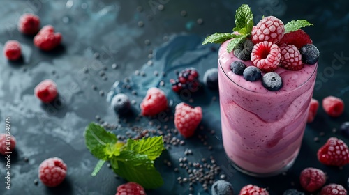 A Delicious and Healthy Smoothie Full of Berries and Fruit  Offering a Tantalizing Blend of Sweetness and Vitality