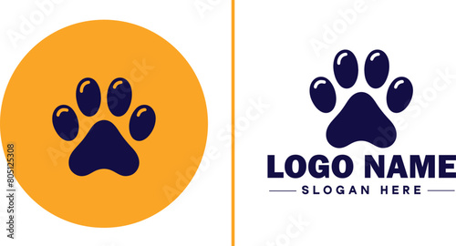 Pet paw icon dog cat puppy pet paw logo sign symbol editable vector