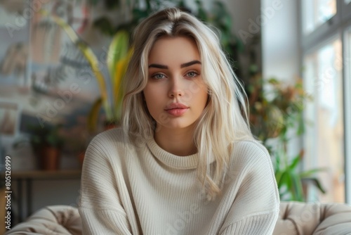 beautiful blonde woman portrait
