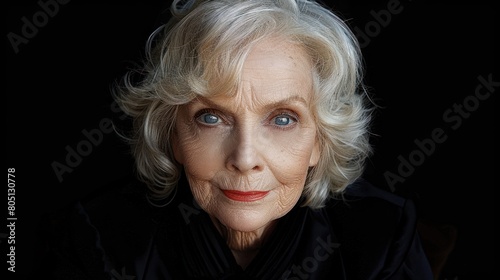 Older Woman With Grey Hair and Blue Eyes