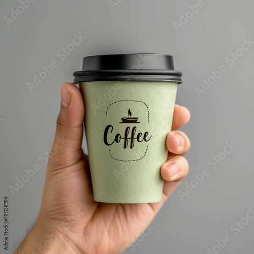 Experience innovation and environmental consciousness with a paper cup incorporating a handle, offering a solution to reduce global warming. AI generative. photo