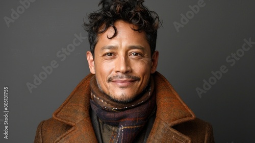 Man Wearing Brown Coat and Scarf