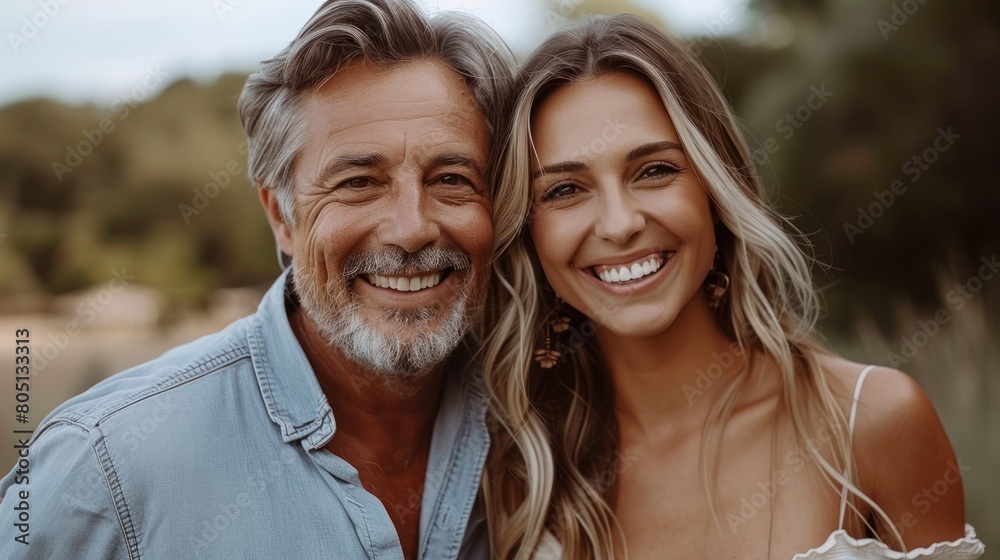 Fototapeta premium Man and Woman Posing for Picture