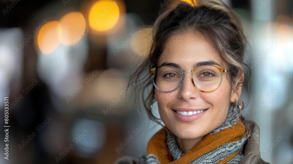 Obraz premium Woman Wearing Glasses and Scarf