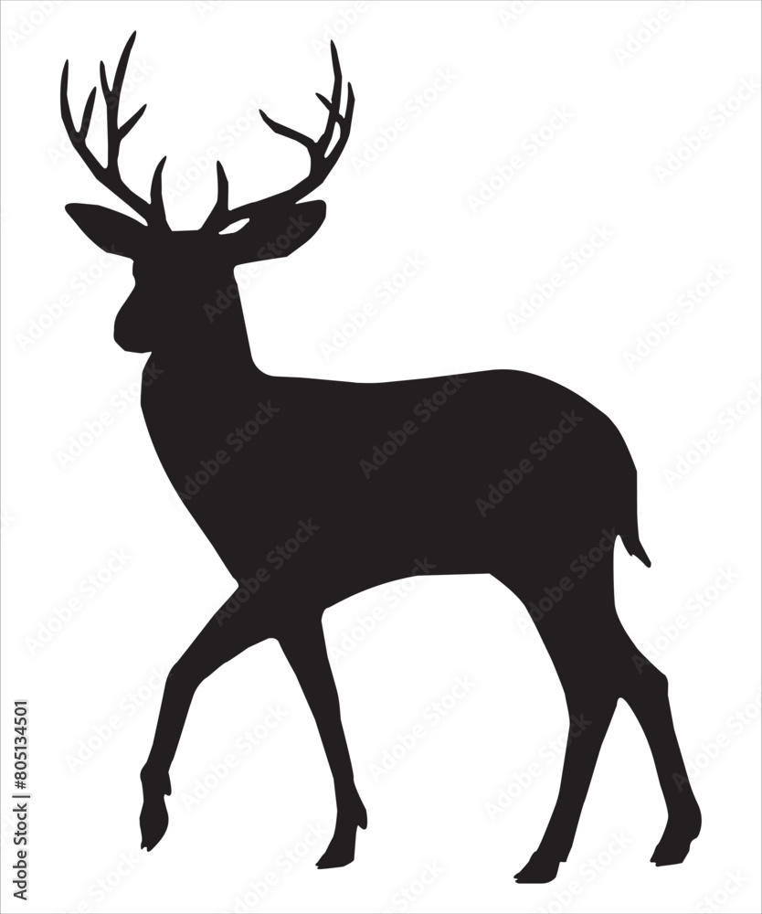 Obraz premium Deer with silhouette icon on a transparent background. Vector illustration.