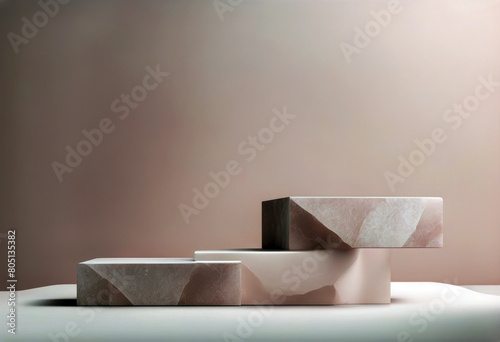'Minimal package cosmetic background podium stone splay pink presentation poduim dais display beauty scene luxury racked three-dimensional rendering layout summer geometry'