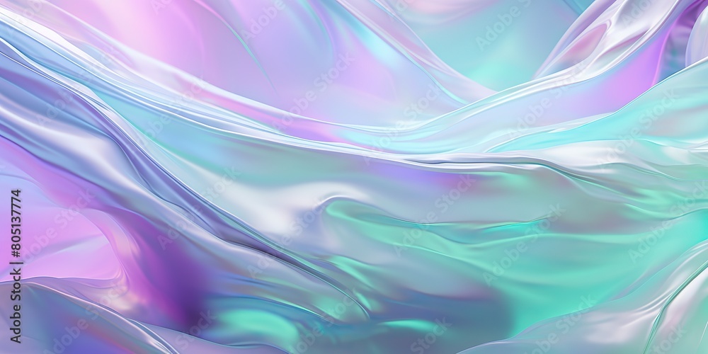 Abstract of pink, blue and green texture silk material pattern wave surface in aesthetics style background scene