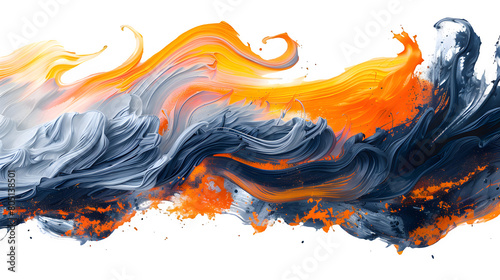 Orange and black paint splash isolated on a transparent background, PNG, Ai, High Quality  © Ibrahim