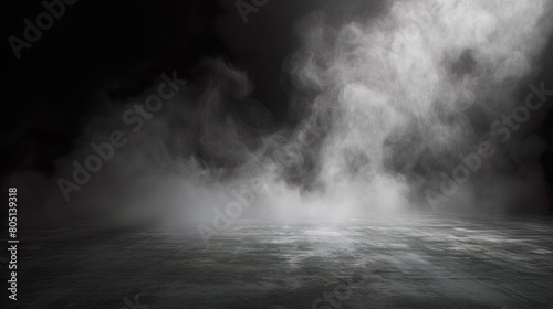 Smoke Fog Mystery studio black Spooky background.