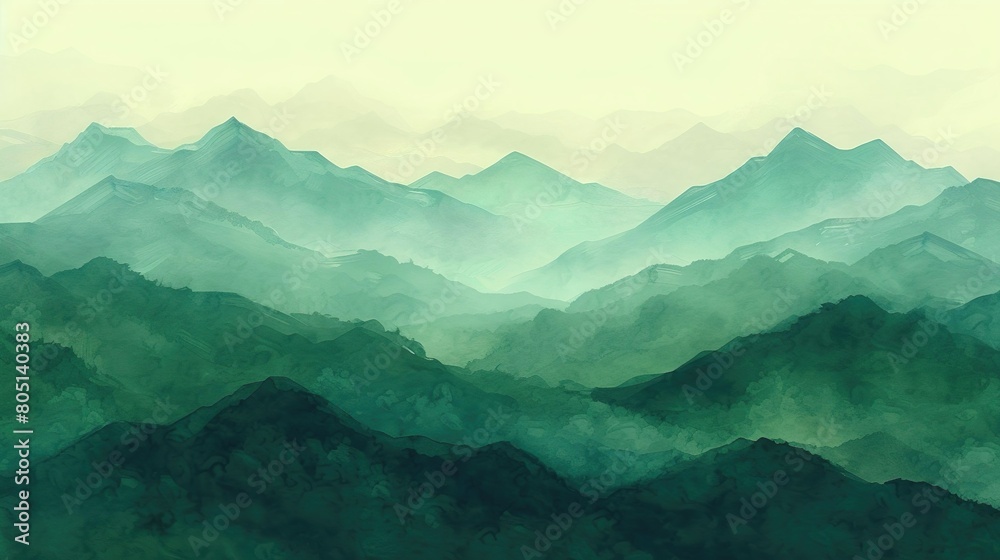 Green illustration mountain background