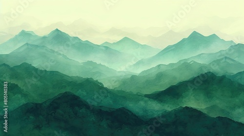Green illustration mountain background