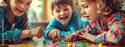 children play monopoly board games photo
