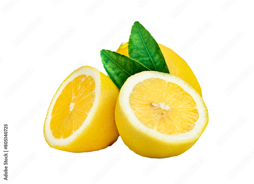 Lemon with leaf isolated Lemon with leaf isolated