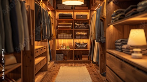 Achieving a Clean and Tidy Closet Look with Elegant Lamps in Your Dressing Room © lander