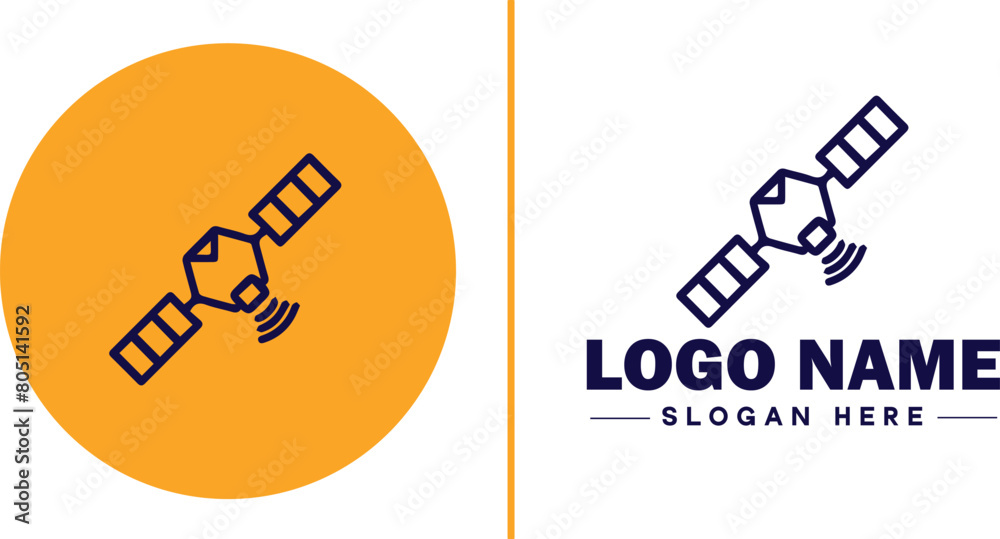 Fototapeta premium satellite icon technology communication flat satellite logo sign symbol editable vector