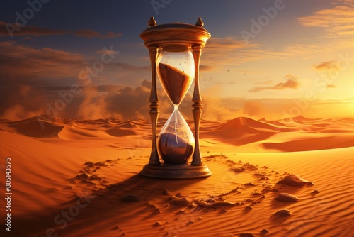 Sands of Time Countdown: An hourglass buried in the shifting sands of a desert, counting down to a magical mirage.