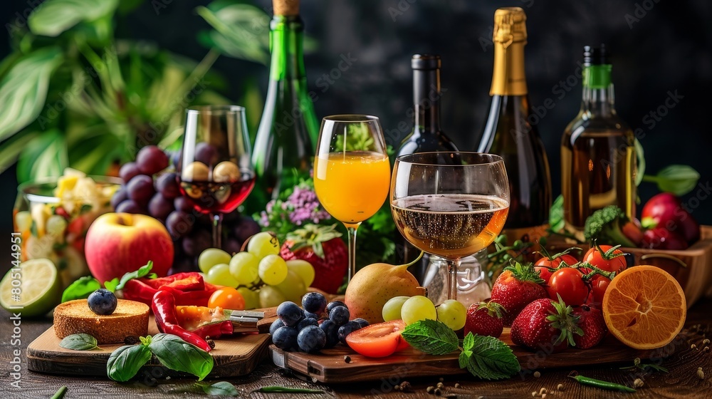 Food and Drink Elegant Presentation: A photo displaying an elegant presentation of food and drink