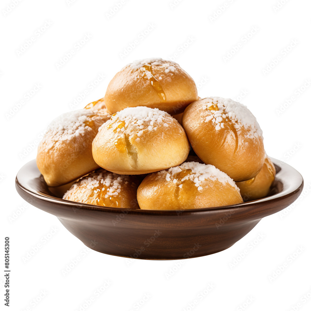 bread on a plate on transparent background, clipping path, png, 