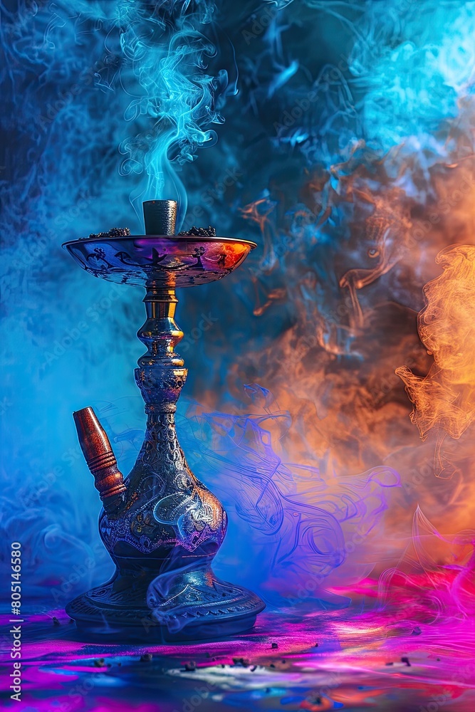 close-up of hookah bowl in colorful smoke close-up of hookah bowl in colorful smoke