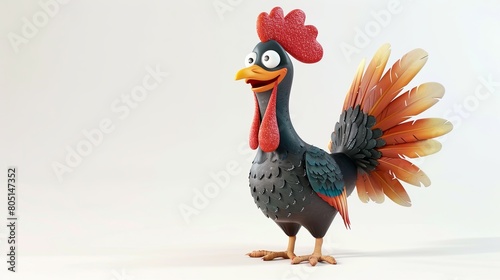 funny rooster on white background