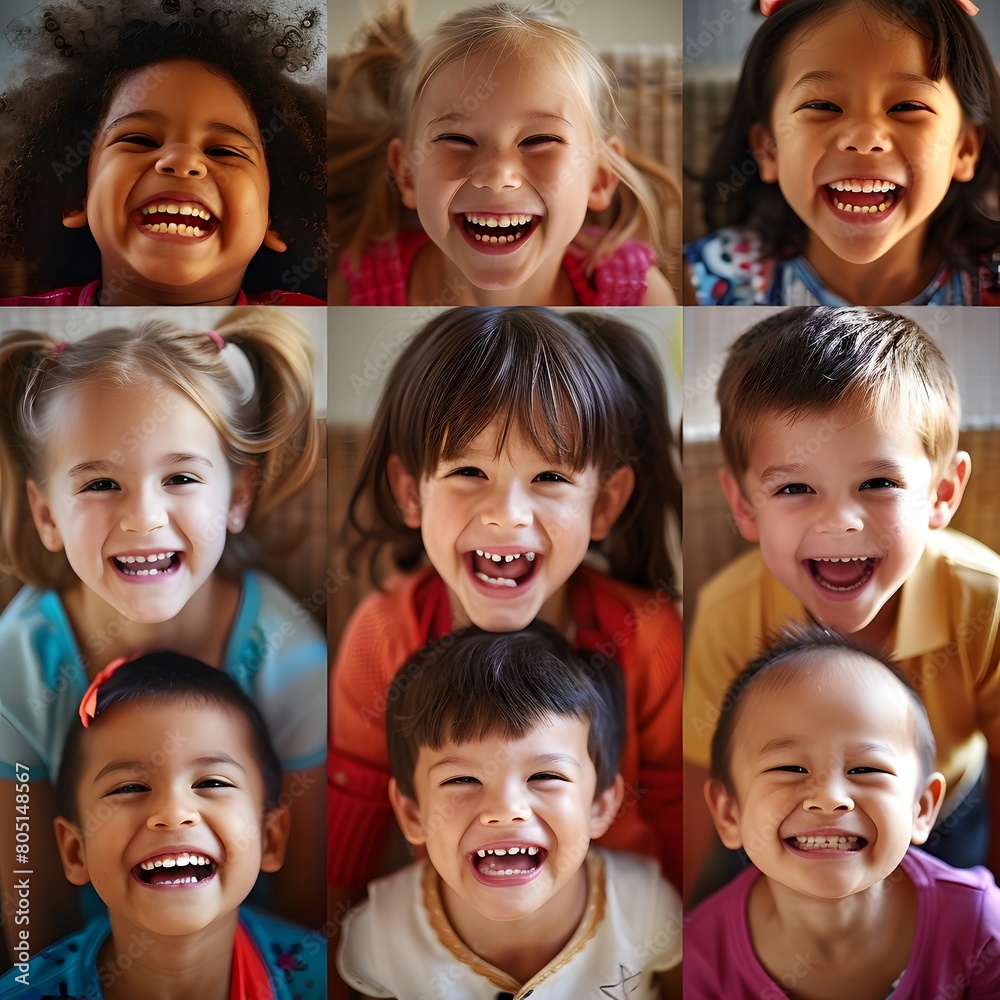 Global happiness in children's diverse smiles. Multicultural joy. Global happiness in children's diverse smiles. Multicultural joy.